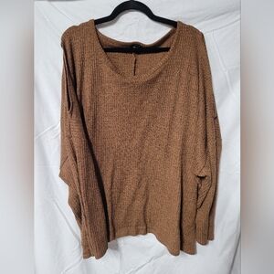 Lane Bryant Warm Brown Scoop Neck Cold Shoulder Sweater